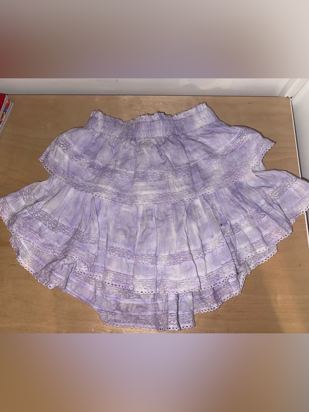LoveShackFancy Lavender Tiered Mini Skirt